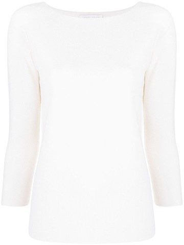 Fabiana Filippi - boat-neck knitted jumper - women - Cotton/Cashmere/Virgin Wool - 48 - White