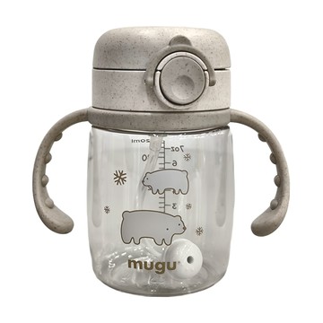 mugu 沐咕寶貝 小麥纖維 Tritan 重力球學習杯 食品級矽膠吸管  220ml  雪白北極熊  1個