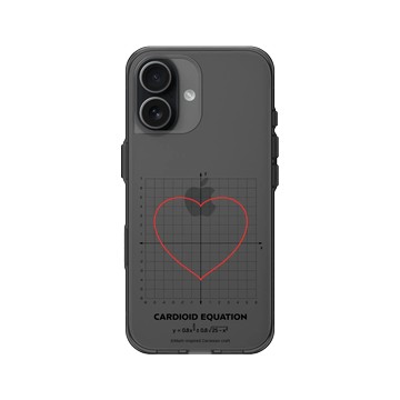 iPhone 17 Clear (相機按鈕) 酷墨灰 - Valentine's Day Collection - 愛的方程式：心形（紅）