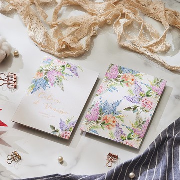 愛的園丁- 二折式彩色燙金喜帖(含信封內襯)