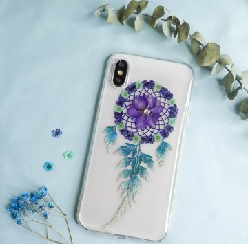 押花捕夢網手機殼 | 藍、綠色