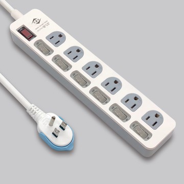威電 延長線 最新安規 CK3763 過載斷電7開6座電源線組  6尺/9尺