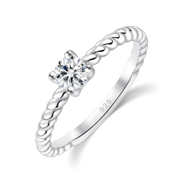 Majalica．925純銀戒指．單鑽．防小人尾戒．幸福時刻