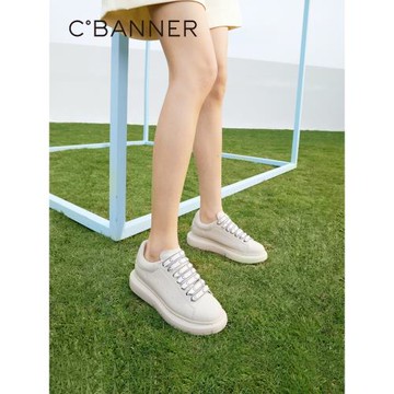 千百度女鞋春秋氣質休閑板鞋厚底小白鞋舒適運動鞋百搭跑步鞋透氣