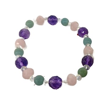 天河石紫琉璃水晶手鍊 台灣製  手圍：16cm