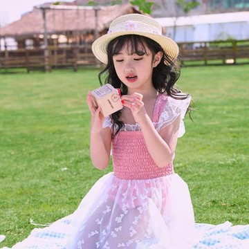 兒童泳衣可愛女童寶寶公主游泳衣中大童可愛泳裝一件代發連體紗裙