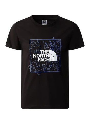 the north face y new's/s graphic tee blue moss/lemon yellow