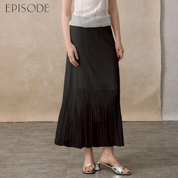 EPISODE - 氣質透膚網紗鬆緊腰針織長裙E53D02（黑）