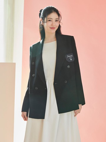 Double Slit Relaxed Fit Polyester Jacket [BLACK]