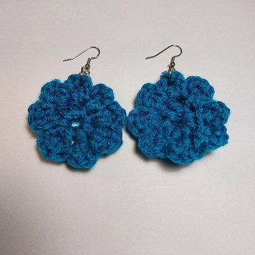 Tom Hu Earrings花癡藍色手工紗線耳環金屬製成的耳環。