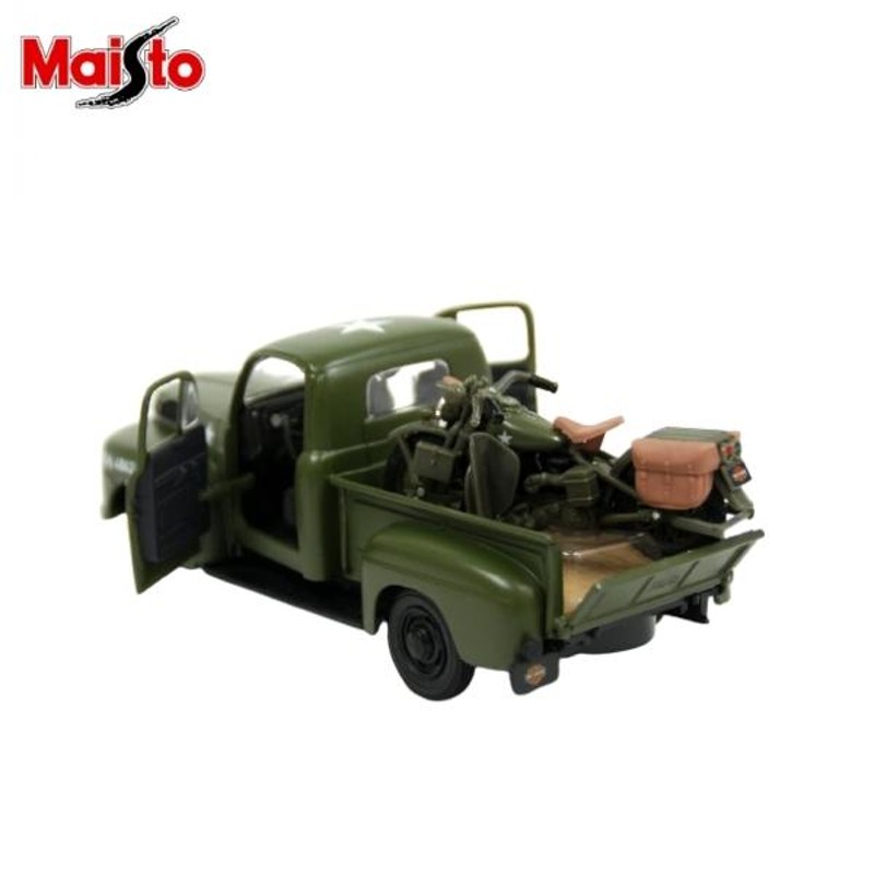 Maisto マイスト 1/24 ダイキャストカー 1948 Ford F-1 Pickup u0026 Harley Davidson 1948 WLA  Panhead (ARMY)ミニカーセット フォード ピックアップトラック | LINEショッピング