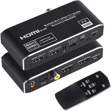 音頻解碼器 DAC 數位轉模擬解碼器 新品HDMI2.0b切換器2進1出HDMI音頻分離eARC 4K/60HZ 7.1