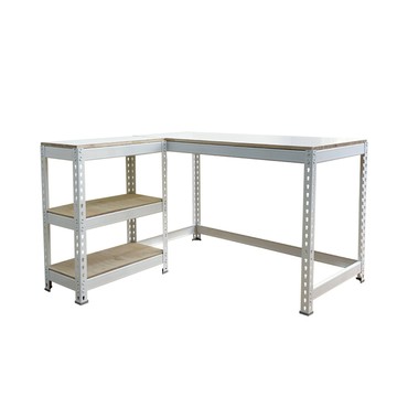 【空間特工】L型轉角辦公桌150x60x75cm｜邊櫃尺寸 90x30x75cm 辦公室座位規劃 轉角桌面分區 文件設備集中 辦公桌 電腦桌 工作桌 書櫃桌白角鋼