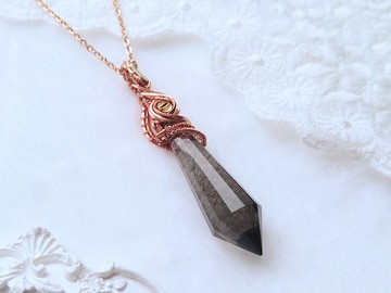 精品黑髮晶靈擺項鍊 / 靈擺