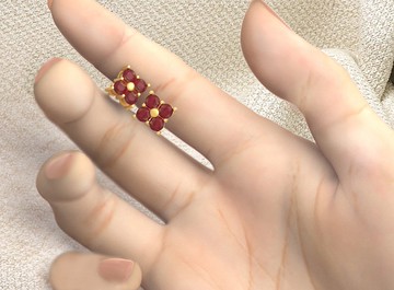 銀製紅寶石耳環