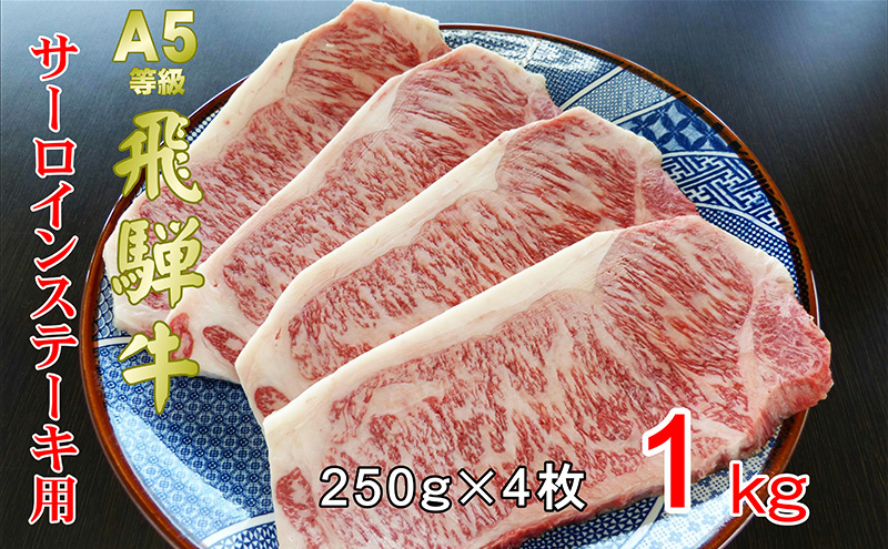 牛肉 飛騨牛 サーロイン ステーキ セット 1ｋｇ （ 1枚 約250ｇ × 4枚 ） 黒毛和牛 Ａ5 美味しい お肉 牛 肉 和牛 サーロインステーキ 