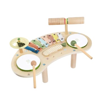 音樂/手搖鈴 【凱琦】兒童玩具 早教益智玩具 多功能架子鼓 寶寶鼓 音樂樂器 便攜音樂臺 木質玩具