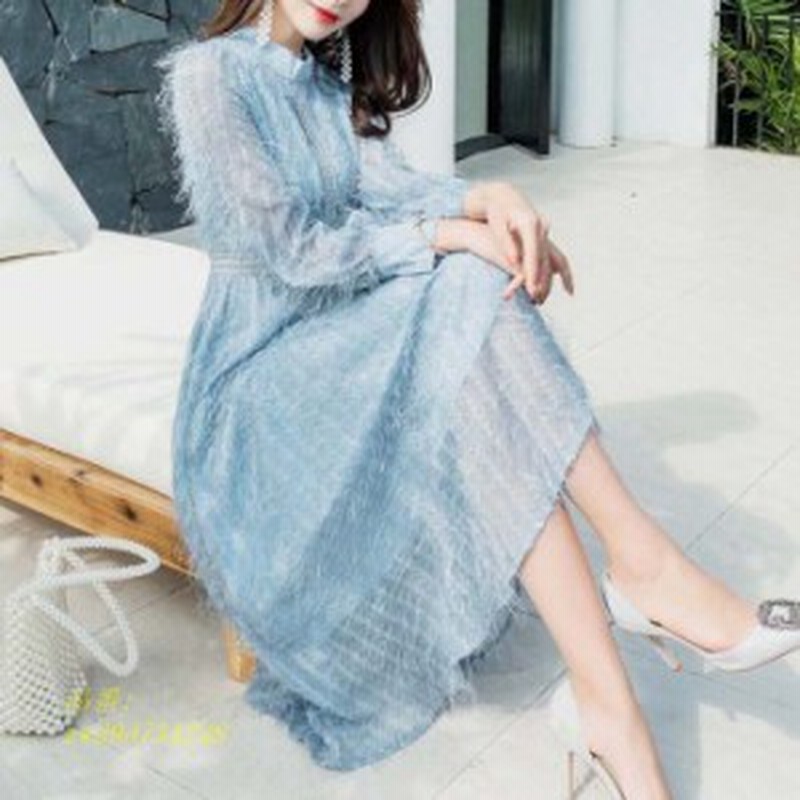 ワンピース 春 白 秋服 大きいサイズ 春服 大人 オシャレ かわいい 水色 ふわふわ ドレスワンピース 羽 きれいめ 大人かわいい 秋 キラキ 通販 Lineポイント最大get Lineショッピング