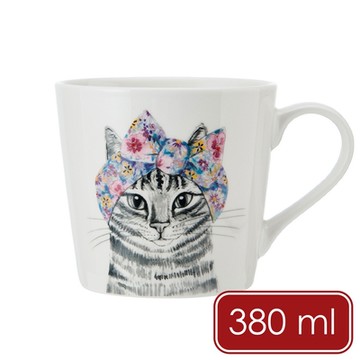 《Mikasa》Tipperleyhill瓷製馬克杯-高雅貓380ml-- 茶杯 咖啡杯 手繪風 貓奴 貓咪杯 寵貓