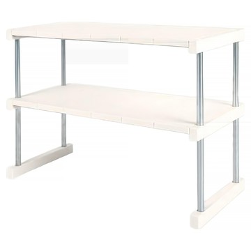 Homely Zakka 日式簡約多功能雙層置物架/碗盤架/瀝水收納架 加長款  米白色  1個  60 x 26 x 65cm