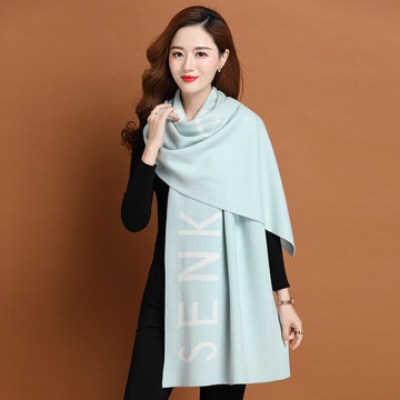 純羊毛圍巾女披肩-字母提花寬版簡約配件情人節生日禮物3色74bl37【獨家進口】【米蘭精品】