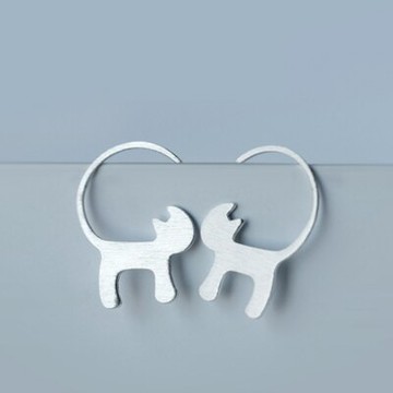 925純銀耳環耳針式耳飾-時尚個性貓咪造型生日情人節禮物女飾品73dr127【獨家進口】【米蘭精品】