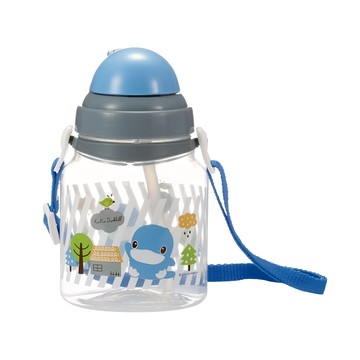 KU.KU Duckbill 酷咕鴨 彈跳吸管水壺 藍色 一壓即開 輕鬆方便 不含雙酚A 安心使用 可調整式背帶  550ml  1個