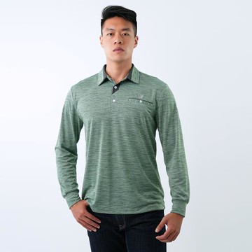 【遊遍天下】男款抗UV吸濕排汗機能長袖POLO衫 GL1037軍綠-慈濟共善