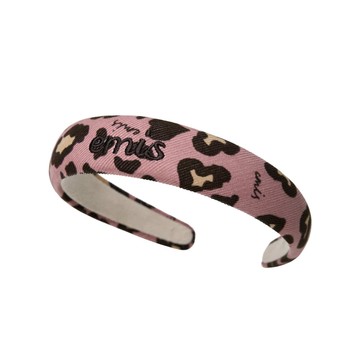 韓國 emis CORDUROY EMIS LEOPARD HAIRBAND 韓國製 燈芯絨豹紋髮箍 粉紅色PINK