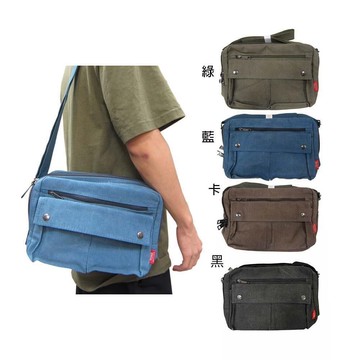 斜背包大容量可A4紙防水帆布二主袋+外袋共五層耐用大齒拉鍊