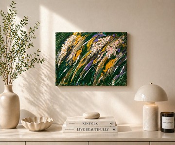 【野風之花】抽象花卉掛畫 - 30×25 壓克力原作・溫柔收藏系列