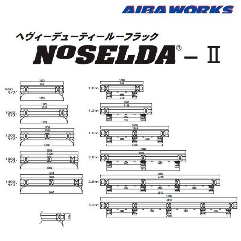 アイバワークス ルーフラック ノセルダ2 NOSELDA-2 ジムニー JB64 ミッドロー 1300サイズ 1.6m | LINEブランドカタログ