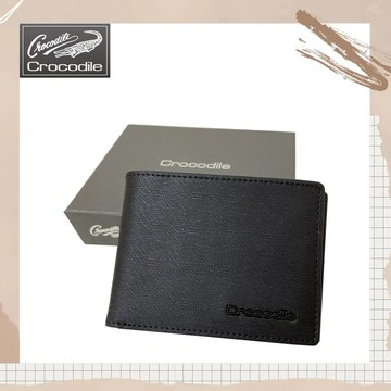 【Crocodile】鱷魚Wien雙鈔短夾／男用短夾／8卡片短夾 (黑-10404)