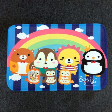 可愛 Squly & Friends 地墊 (彩虹-藍底)