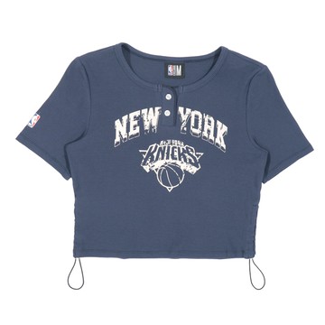 NBA 女款 短版 下擺抽繩 印花 短袖上衣 尼克隊
