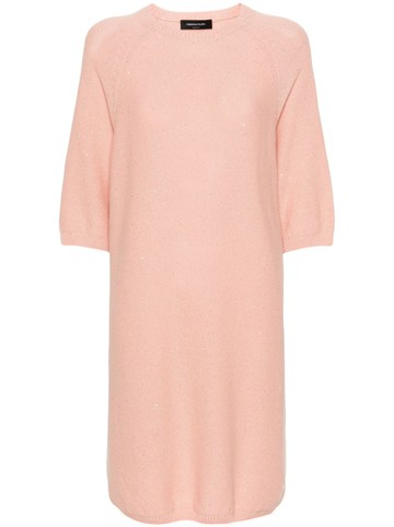 Fabiana Filippi - sequinned sweater dress - women - Linen/Flax/Cotton/Polyester - XS - Pink