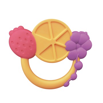 Toyroyal 樂雅 牙膠水果手搖鈴  柔軟材質固齒器  單手抓握  水洗  NO.3198  1個