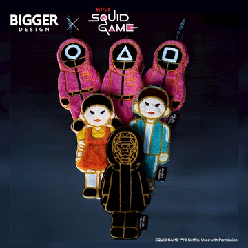 BIGGER【獨家聯名】魷魚遊戲 造型毛巾 3入組 NETFLIX授權 珊瑚絨材質 掛飾配件