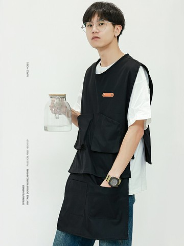 防潑水圍裙成人時尚罩衣圍腰工作服馬甲防污咖啡烘焙花藝圍兜定制