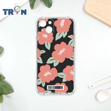 TRON IPhone 15 PLUS 平塗手繪花朵A款 四角防摔載具殼 軟殼 手機殼