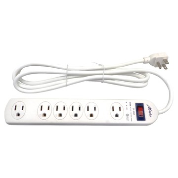 Mayka 明家 3孔1開6插加大間距延長線  2.7m  白色  1個