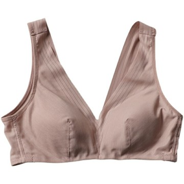 薄款真絲無鋼圈三角杯法式內衣女夏季100%桑蠶絲無痕V領文胸胸罩