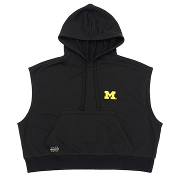 NCAA 背心 密西根 黑色 短版 寬版連帽背心 中性 7222548320
