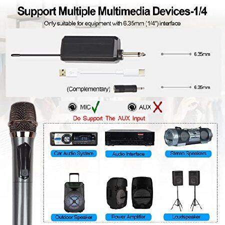 Wireless Microphone, UHF Dual Cordless Metal Dynamic Mic System with Rechargeable Receiver, for Karaoke, Church, Speech, Wedding, Party Singing,Class(