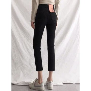 I.Tchooiate黑色高腰牛仔褲女ins潮流直筒寬松百搭九分煙管褲秋冬