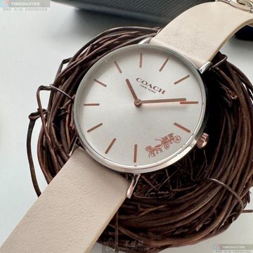 COACH 蔻馳女錶 36mm 銀圓形精鋼錶殼 銀白色簡約, 中二針顯示錶面款 CH00249
