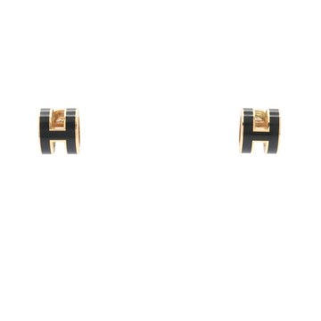 HERMES 愛馬仕 Mini Pop H耳環  黑色琺瑯 金色鍍金 H608002F 【二手名牌BRAND OFF】