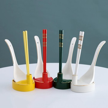 金邊酒店公筷公勺架子托創意酒店陶瓷擺臺家庭聚餐避免交叉使用