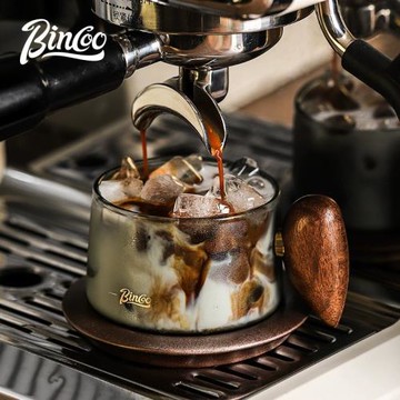 Bincoo日式咖啡杯碟套裝意式拿鐵下午茶咖啡拉花杯高顏值玻璃杯子