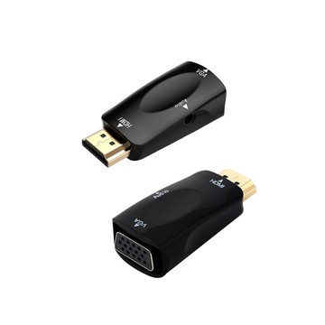 Bravo-u HDMI(公) to VGA(母) 黑色鍍金轉接頭 2入組